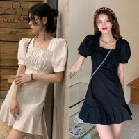 Mini Dress  ชุดเดรสกระโปรงสั้น เดรสกระโปรงสไตล์วินเทจ ฝรั่งเศษแบบสั้น ราคาน่ารัก สินค้าสวยน่ารัก