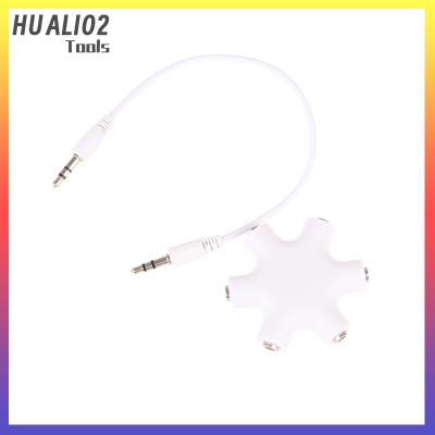 HUALI02 6*3.5MM WAY Multi Port Hub AUX Headphone JACK Splitter Audio CABLE Converter