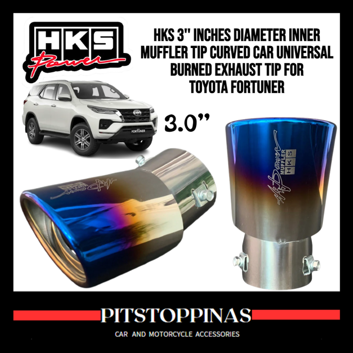 Toyota Fortuner Hks 3 Muffler Tip Curved Car Universal Burned Exhaust Tip Bended 3 Inches