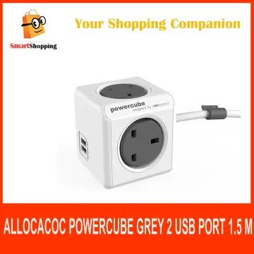 allocacoc PowerCube Extended USB 1,5 m - grey - 4 socket power