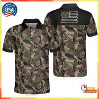 2023 new arrive- Army camouflage texture Golf 3D all over print polo shirt size s-5xl