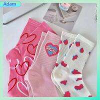 ตุ๊กตาบาร์บี้ชมพูอ่อนลายขวางรูปหัวใจอดัมของ Kaos Kaki Anak Perempuan ตุ๊กตาบาร์บี้ถุงเท้าหัวใจถุงเท้าทรงท่อของเล่นผ้าคอตตอนแนวหวานสำหรับผู้หญิง