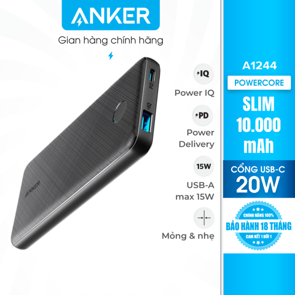 Pin Sạc Dự phòng Anker PowerCore Slim 10000mah Power Delivery 20w – A1244