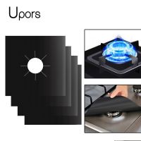 UPORS 4Pcs Reusable Gas Stove Cover 27x27cm Stove Protector Cover Non-Stick Dishwasher Safe Liner