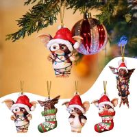 1PC Gremlins Santa Hat Hanging Christmas Tree Decoration Pendant Cute Puppy Acrylic Ornament Gift Festive Party Supplies Christmas Ornaments