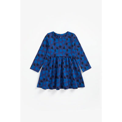 ชุดเดรสเด็กผู้หญิง Mothercare blue printed jersey dress ZB320