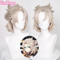 Genshin Impact Albedo Cosplay 35Cm Short Linen Wig Cosplay Anime Cosplay Wigs Heat Resistant Synthetic Wigs Halloween