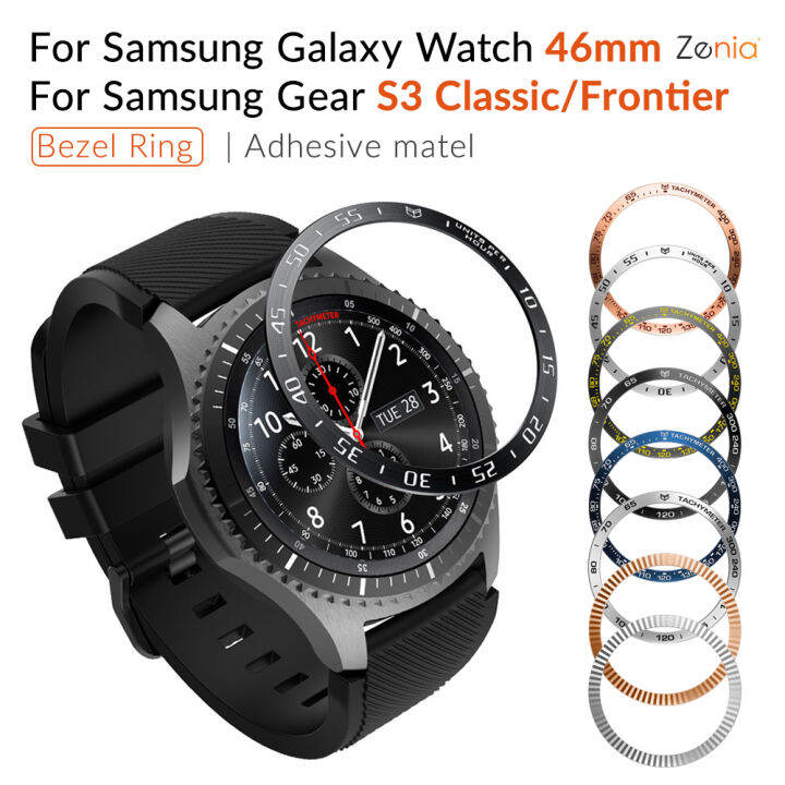 zeniaสำหรับsamsung-galaxyนาฬิกา46mmสำหรับsamsung-s3-classic-frontier-bezelแหวนกาวกรณีanti-scratchกรอบสแตนเลสสตีลอุปกรณ์เสริมสำหรับนาฬิกาอัจฉริยะ