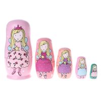 5PCS Angel Princess ตุ๊กตาทำรังนกรัสเซียตุ๊กตาแม่ลูกดกทำด้วยไม้ตุ๊กตาของเล่นเด็กของขวัญ