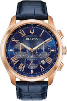 Bulova Mens Watch Rose Gold/ Blue Strap