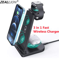 Zeallion 15W Qi ที่ชาร์จแบบไร้สาย3 In 1 Fast แท่นชาร์จสถานีสำหรับ Apple 6 5 4 3 iPhone 12 11 XS XR X 8 Airpods Pro Stand