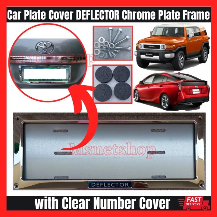 DEFLECTOR Car Plate Cover Chrome Plate License Frame Cover with Clear