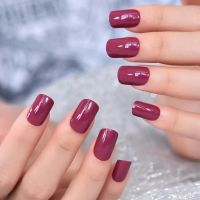 Squoval Fingernails Medium Size Solid Color Purple Press On Nail Tips Fake Nails Art False Nails For Every Event fenguhan