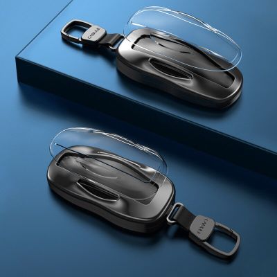 High End Buckle 1Pcs Car Key Case Cover With Belt Key Shell Storage Bag Protector For Tesla Model 3 Model Y