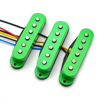 Alnico 5 Single Coil Staggered Top Fiber Bobbin Pickup Electric Guitar Pickup Neck/Middle/Bridge 50/50/52mm for FD Guitar Green