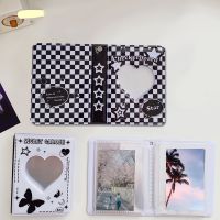 INS Black White kpop Photocard Holder Idol Postcards Card Holder 40Pockets 3 Inch Heart Hollow Storage Albums For Cards School