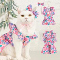 Cat Dress Pet Dress Flying Sleeve Cat Skirt Ductility Floral Printing Protect Skin Summer Kitty Clothes Dog Outfits for Summer Dresses