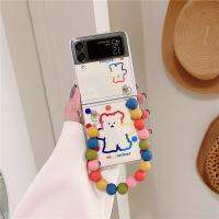 เคสสำหรับ Samsung Galaxy โทรศัพท์พลิกได้4 3 5ก. สร้อยข้อมือรูปการ์ตูนน่ารักเคสหลัง PC แบบแข็งใสสำหรับ Samsung Z เคสแบบพับได้1 2