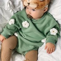 2023 Spring Baby Clothes Flowers Sweatshirt Romper Baby Girl Boys Long Sleeve Bodysuit Clothes Newborn 0-12 Months 24M Jumpsuit