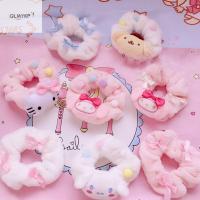 QLMYKP ที่แปะผม โบว์ติดผม กิ๊บติดผมสวยๆๆ ของขวัญ อุปกรณ์ตกแต่งผม Cinnamoroll ผ้าปู ตุ๊กตา หญิง เชือกผูกผมสไตล์เกาหลี ที่ยึดหางม้า การ์ตูนผม scrunchies แหวนผมผู้หญิง