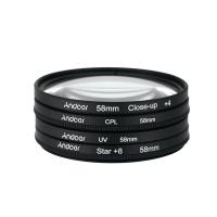 Andoer 58Mm UV + CPL + Close-Up + 4ดาว + 8จุดกรอง Circular ชุดฟิลเตอร์วงกลมตัวกรองโพลาไรซ์ปิดแมโคร-8จุดพร้อมกระเป๋าสำหรับ Nikon แคนอนเพนแทกซ์ Sony DSLR กล้อง