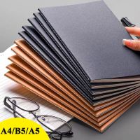 40 Sheets 80 Pages A4 Kraft Paper Grid Notebook B5 Black Card Cover Book A5 Line Notepad Thickened Simple Literary DIY Diary Note Books Pads