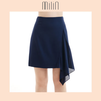 [MILIN] A line with side raffle at front skirt กระโปรงทรงเอแต่งผ้าระบายด้านหน้า / Waft skirt