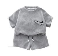 BABY ชุดเซ็ตเด็ก  2 ชิ้น เสื้อแขนสั้น+กางเกงขาสั้นสีสดใส ผ้าลูกฟูก รุ่น A1677