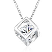 【CW】 Fashion 925 Sterling Silver Crystal Cube Pendants Necklaces For Women Aesthetic Luxury Quality Jewelry Offers With Free Shipping