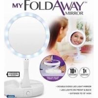 My Fold away mirror  กระจกแต่งหน้า2ด้านแบบมีไฟLED ส่องสว่าง ขยายได้10เท่า พับเก็บได้ สะดวกสบาย