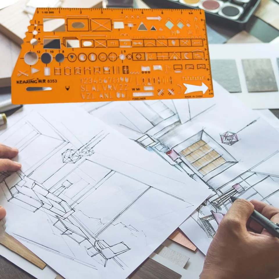 Fityle Multifunctional Geometric Ruler Template Ruler for Painting