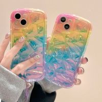 Suitable For Casing iphone 14 pro max Fashion Rainbow laser Phone Case for iPhone 11 12 13 Pro Max Anti Drop Soft TPU Cover With pearl bracelet