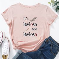 เสื้อยืดลายตัวอักษร IT S LEVIOSA NOT LEVIOSA เสื้อยืดผู้หญิงผ้าคอตตอนฤดูร้อนเสื้อเสื้อยืดลำลองเสื้อยืดสำหรับผู้หญิงคอกลมสำหรับผู้หญิง