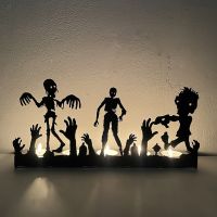 2023 Creative Halloween metal candlestick Halloween Shadow Decor - Black