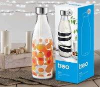 Treo by Milton Ivory Premium Glass Printed Bottle (1000 ml), 1 Pc, Orange Circles