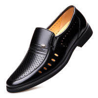 20212021 Men Summer Leather Shoes Pointed Toe Quality Black Microfiber Leather Soft Man Breathble Hole Shoes For Man Summer