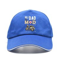 ✢ Premium Number 1 Dad MOD สโลแกน Retro Scooter Rider Scooterist Motif สำหรับวันพ่อหรือวันเกิดของขวัญบุรุษสีดำเบสบอลหมวก Bi