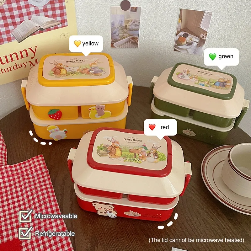 Kawaii Portable Lunch Box For Children School Kids Picnic Bento Box  Microwave Food Box With Compartments Storage Containers