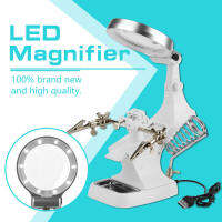 Repair Magnifier With Led Light Tabletop Magnifying Glass Clamp Stand Soldering Weld Holder