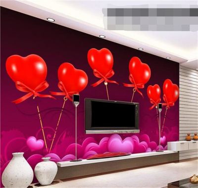 custom size 3d photo wallpaper living room mural red love heart simple kids painting sofa TV background wallpaper for walls 3d