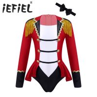 4-16 Years Kids Girls Circus Cosplay Costumes Long Sleeves Bodysuit Leotard Tassel Buttons Adorned Carnival Party Jumpsuit