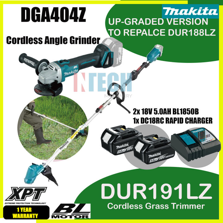 Selskabelig Accord champion MAKITA DUR191LZ 18V XPT CORDLESS GRASS TRIMMER (LXT SERIES) (UP-GRADED TO  REPLACE DUR188LZ) C/W DGA404Z CORDLESS ANGLE GRINDER + 2x 18V 5.0AH BATTERY  + DC18RC RAPID CHARGER | Lazada