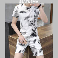 SEATUEMA เสื้อยืดแขนสั้นสำหรับผู้ชาย Slim Fit Men Casual Korean Edition Fashion