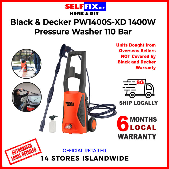 BLACK+DECKER Pressure Washer 1400W 110 BAR (PW1400S) 