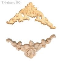 2 Pcs Unpainted Wood Oak Carved Corner Onlay Applique Furniture Home Decor 8X8cm amp; 12.5X12.5Cm