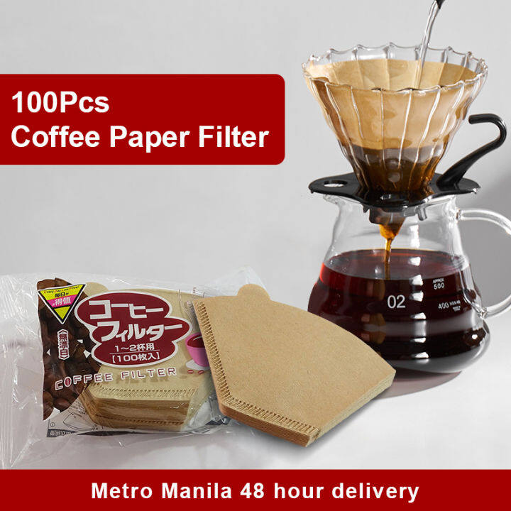 100 pieces Coffee filter paper fanshaped filter pour over filter Hand