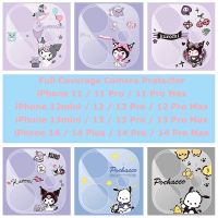 (Great. Cell phone case) น่ารัก Kuromi iPhone 14 Pro Max ป้องกันเต็มรูปแบบตัวปกป้องกล้องถ่ายรูป Pochacco iPhone 14 Pro ป้องกันเลนส์กล้องถ่ายรูปใส iPhone 14 Plus สติกเกอร์เลนส์เลนส์กล้องถ่ายรูป