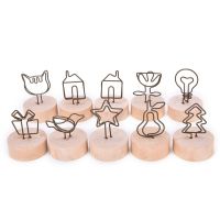 New 1PC 9 styles Natural Wood Memo Pincer Clips Paper Photo Clip Holder Wooden Small Clamps Stand Ornament Home Decoration Clips Pins Tacks