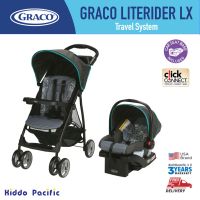 Graco Literider Lx Travel System - Rille รถเข็นเซ็ต มาพร้อมคาร์ซีทเด็กอ่อน น้ำหนักเบา พร้อมถาดวางอาหาร พับเก็บง่ายด้วยมือเดียว