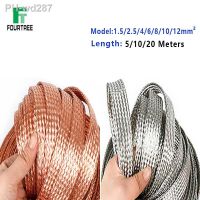 5/10/20M Copper Tinned Bare Ground Braid Lead WIre Signal Shielded Cable Conductive Tape High Flexibility 1.5-12mm 4-20mm Width